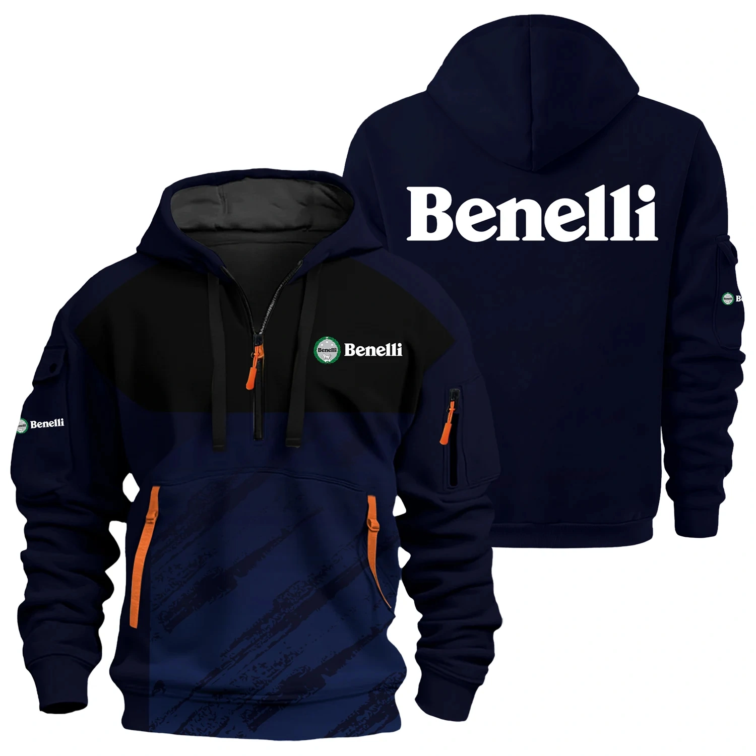 Benelli Exclusive Half Zipper Hoodie OSMTBHHZ3D121104BNZ - Benelli Hoodie