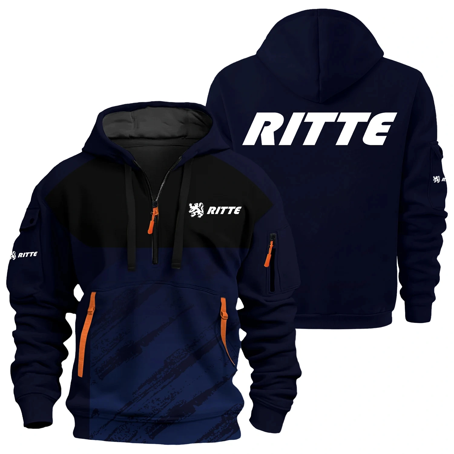 Ritte Exclusive Half Zipper Hoodie OSMTBHHZ3D121104RIZ - Ritte Hoodie