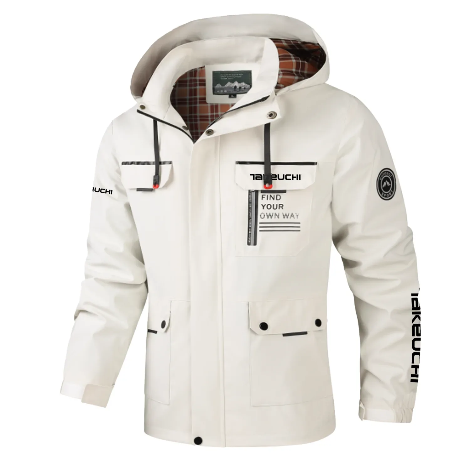 Takeuchi Exclusive Multi-Pocket Windbreaker Jacket, Waterproof, Detachable Hood Coat OUFASJ0819TKZ - Takeuchi Gift