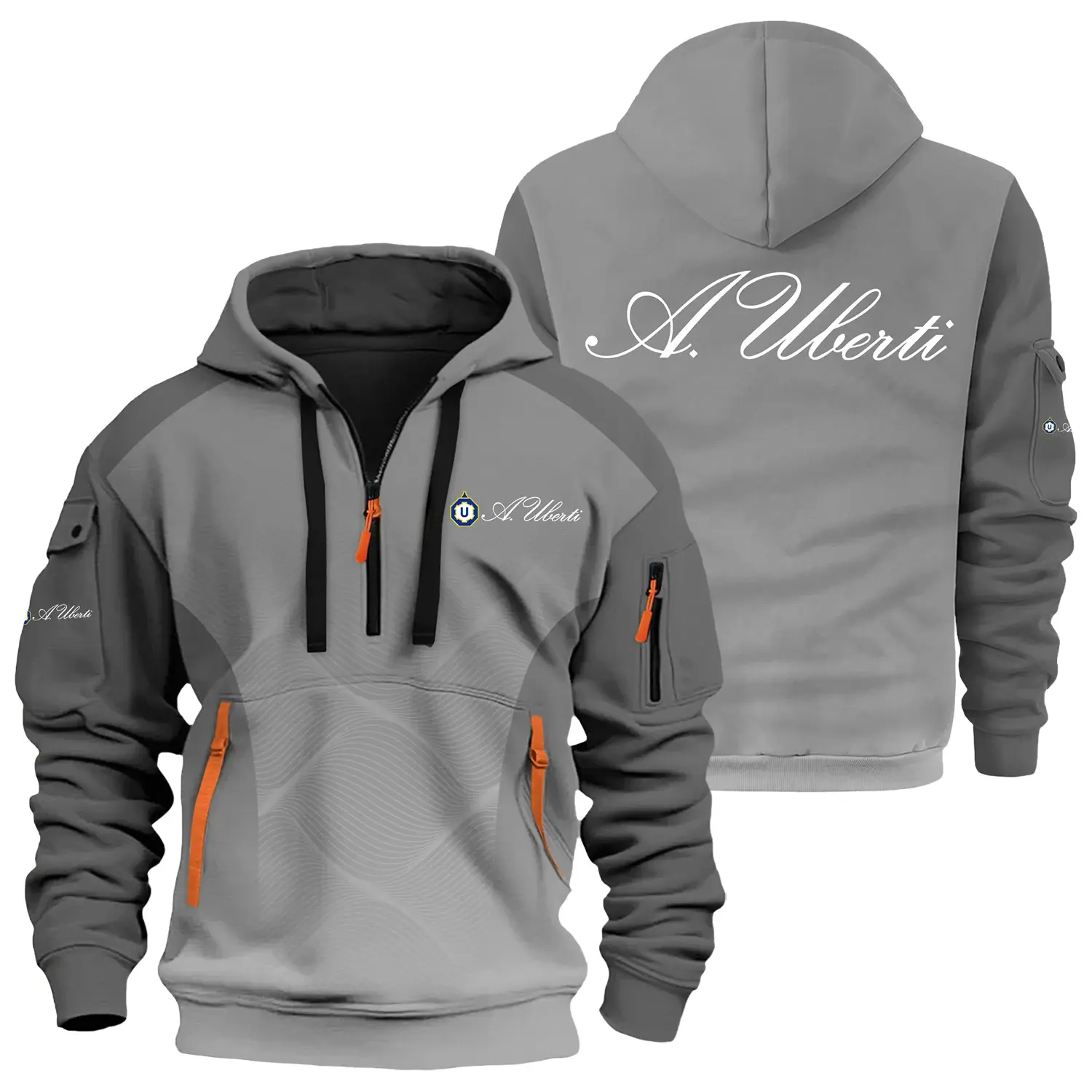 A.Uberti Exclusive Hoodie Half Zipper OUHU3DHHZ05AUZ - A.Uberti Hoodie