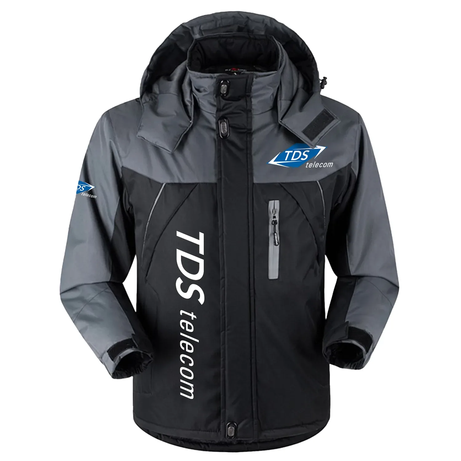 TDS Telecom Exclusive Outdoor Charging Suit Plush Waterproof Windproof Jacket Detachable Hood TOTTPCS1012TTZ - TDS Telecom Jacket
