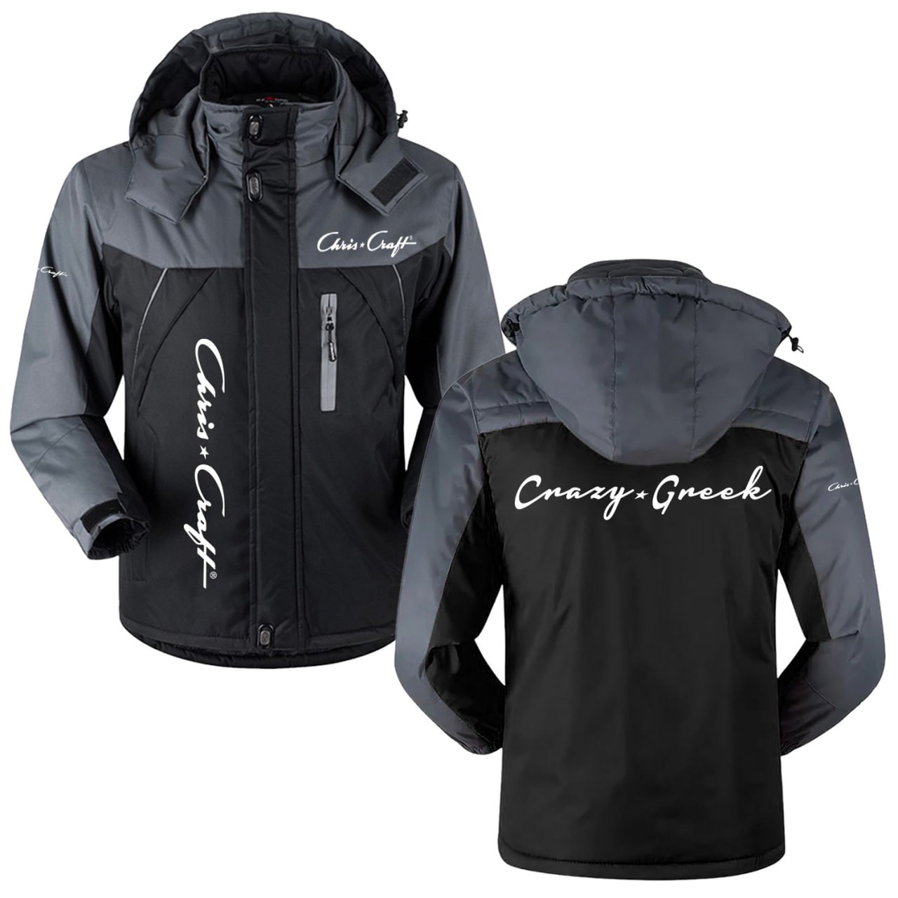 Chris-Craft Crazy Greek Exclusive Outdoor Charging Suit Plush Waterproof Windproof Jacket Detachable Hood TTPDPCS2409CF1Z – Chris-Craft Crazy Greek Jacket