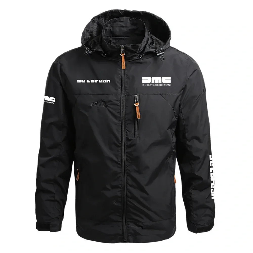 DeLorean DMC-12  Waterproof Outdoor Jacket Detachable Hood Windbreaker HTWOJDLDMC - DeLorean Jacket