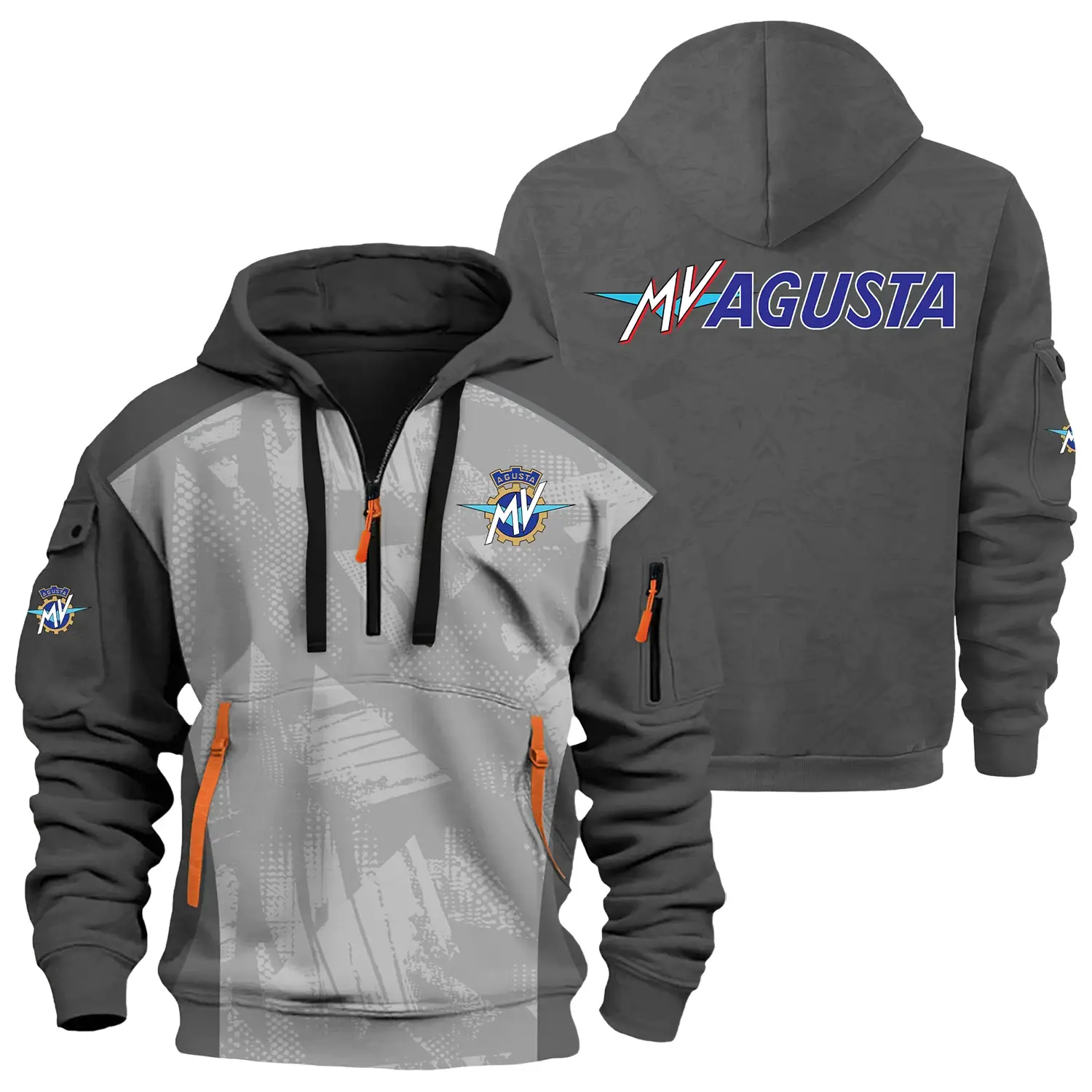 MV Agusta Exclusive Half Zipper Hoodie OSMTBHHZ3D121110MAZ - MV Agusta Hoodie
