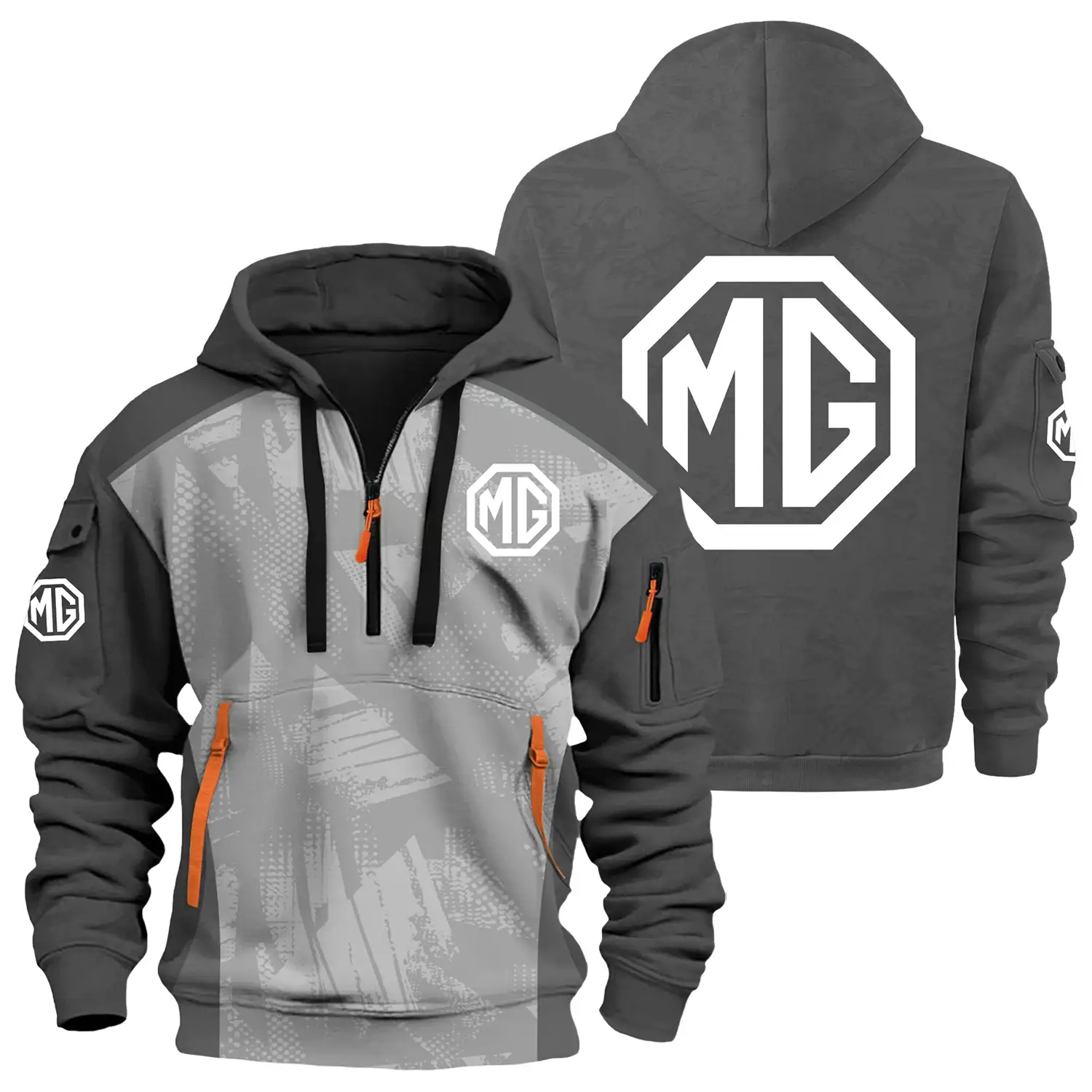 MG Cars Exclusive Half Zipper Hoodie OSMTBHHZ3D121110MGZ - MG Cars Hoodie