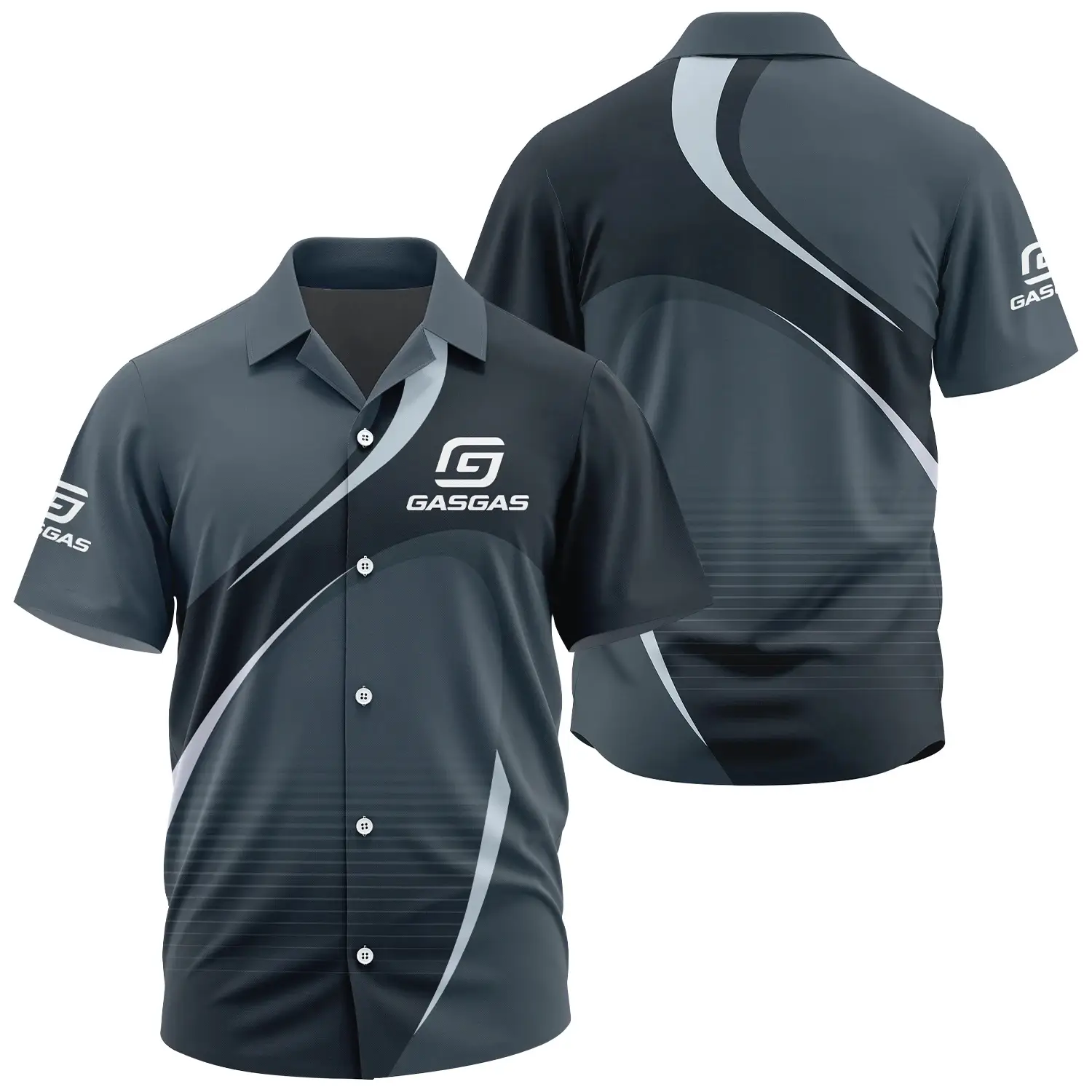 GasGas Exclusive Short Sleeve Camp Collar Shirt OSMTBHWS001GGZ - GasGas Shirt - GasGas Shirt
