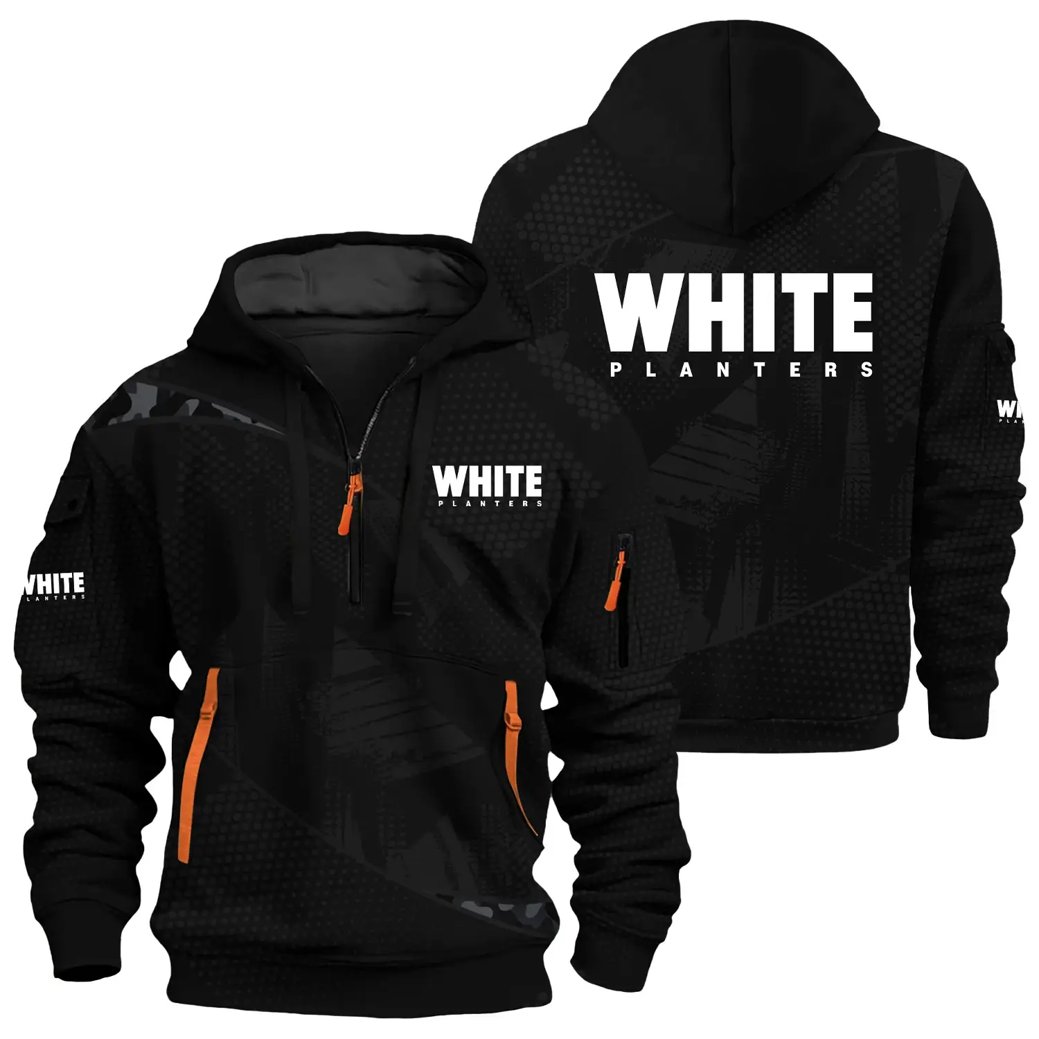 White Planters Exclusive Half Zipper Hoodie OUFAHHZ3D081912WPZ - White Planters Hoodie