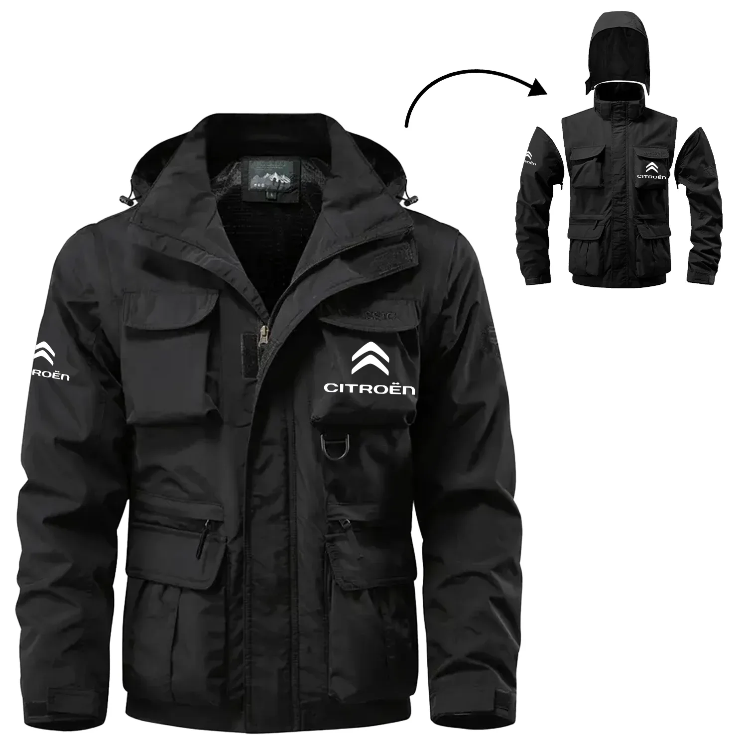Citroën Exclusive Waterproof Multi Pocket Jacket Detachable Hood and Sleeves OUFAMPJ2905CTNZ – Citroën Jacket