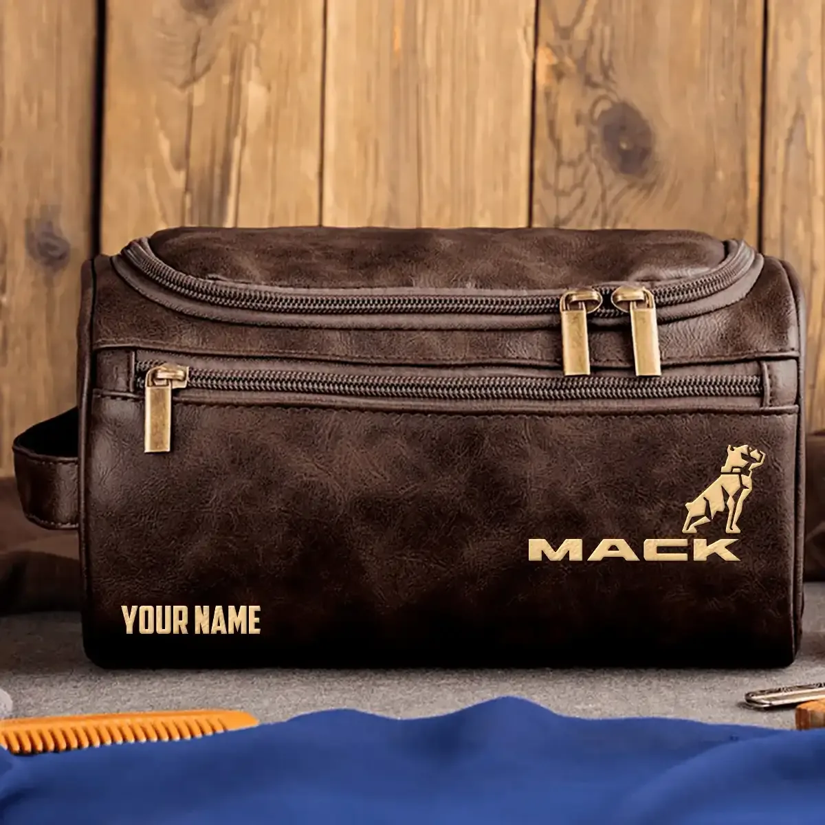 Mack Trucks Exclusive Leather Toiletry Bag OUFALB0819MTZ - Mack Trucks Bag