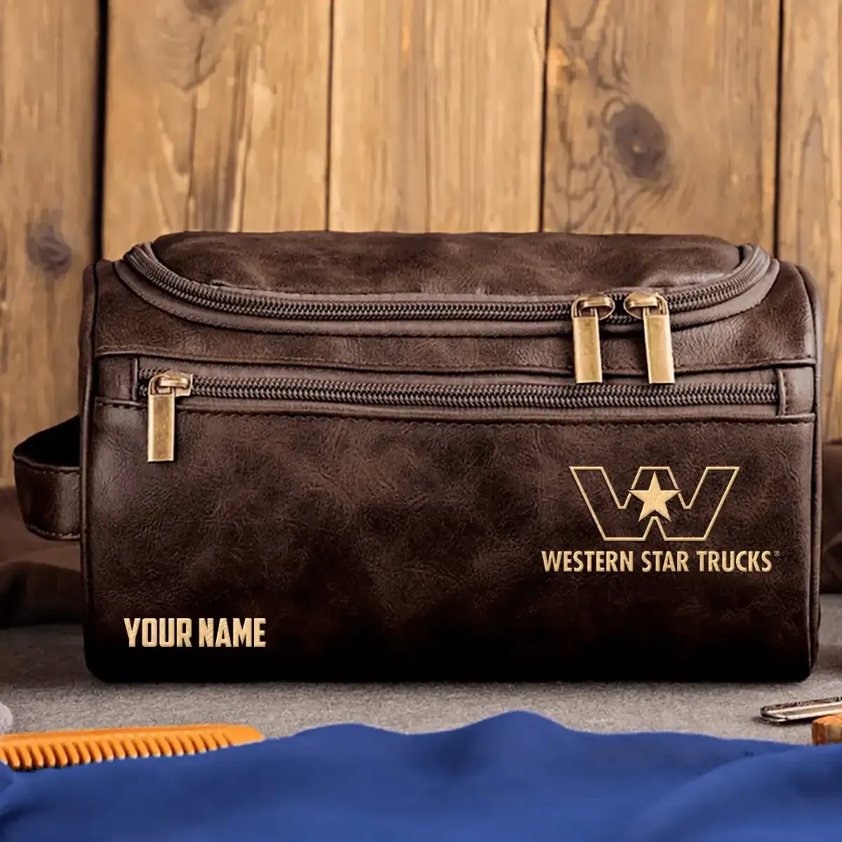 Western Star Exclusive Leather Toiletry Bag OUFALB0819WSZ - Western Star Bag