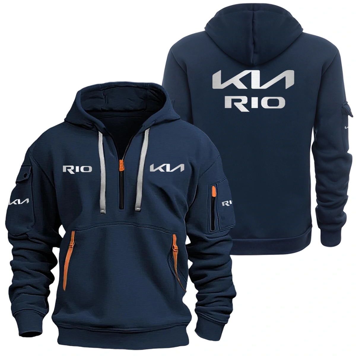 Kia Rio Half Zipper Hoodie HTHHZKIARIO - Kia Rio Hoodie