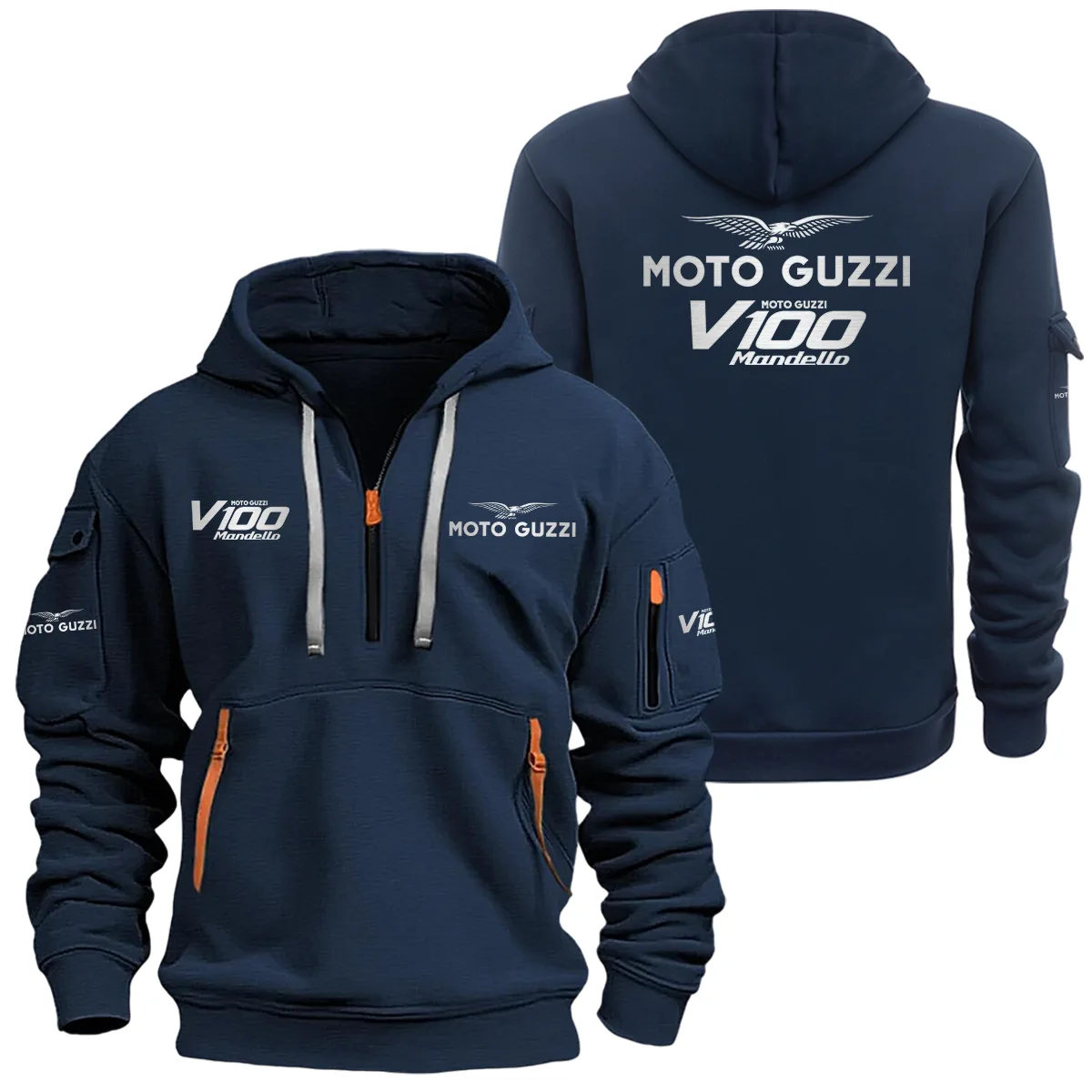 Moto Guzzi V100 Half Zipper Hoodie HTHHZMGV1 - Moto Guzzi V100 Hoodie