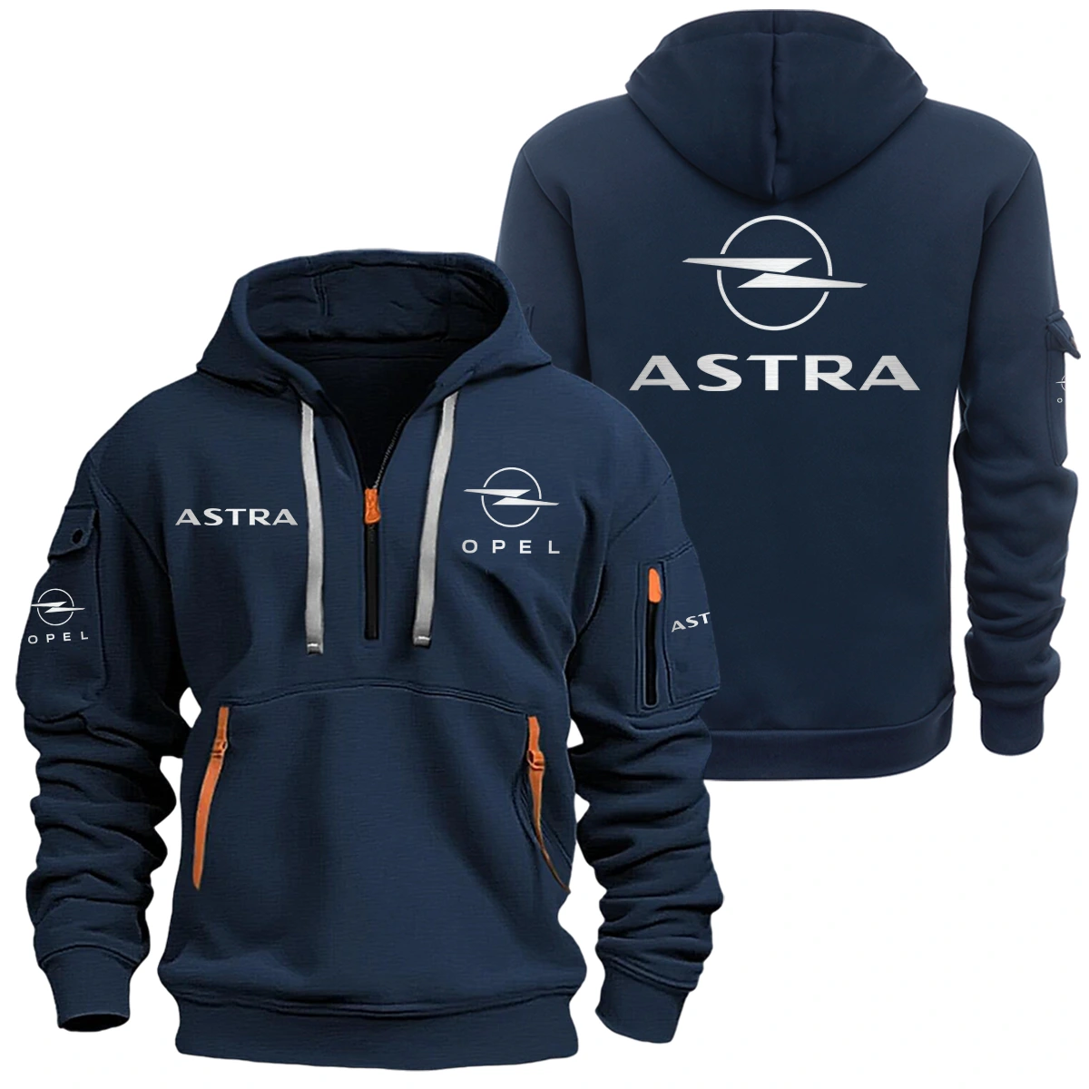 Opel Astra Half Zipper Hoodie HTHHZOPEAST - Opel Astra Hoodie