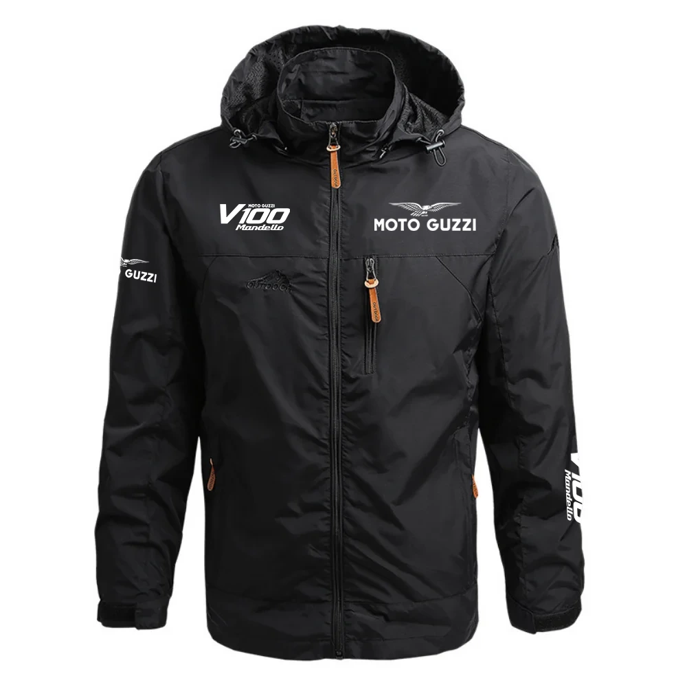 Moto Guzzi V100 Waterproof Outdoor Jacket Detachable Hood Windbreaker HTWOJMGV1 - Moto Guzzi Jacket