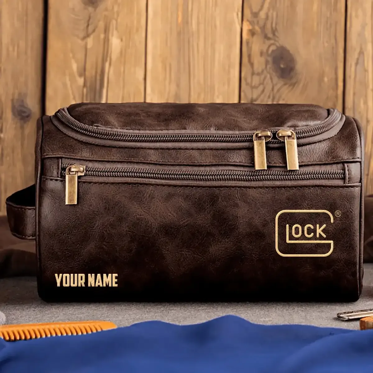 Glock Exclusive Leather Toiletry Bag OUHULB0815GOZ - Glock Bag