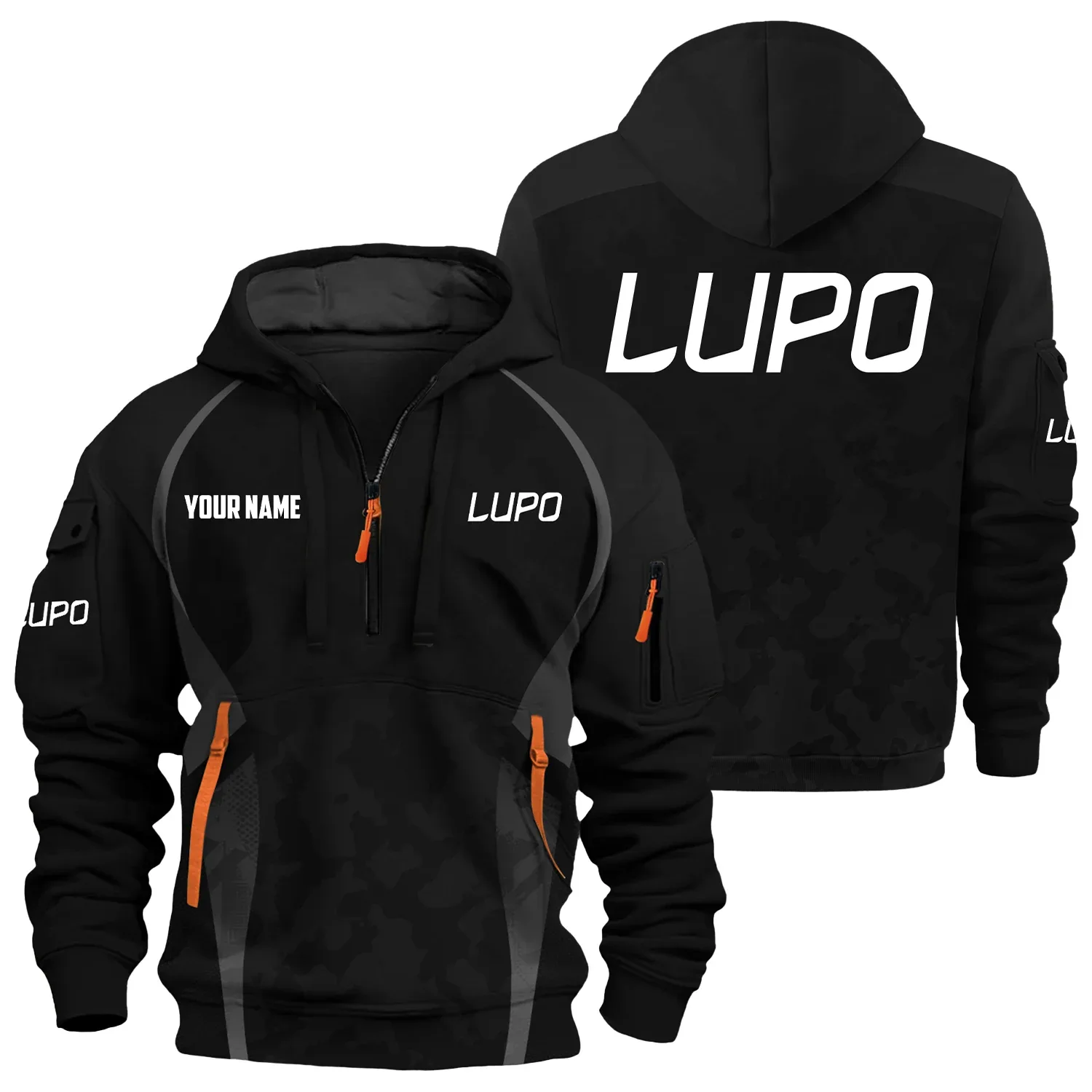 Lupo by Benelli Exclusive Logo Hoodie Half Zipper OUHU3DHHZ13LBZ