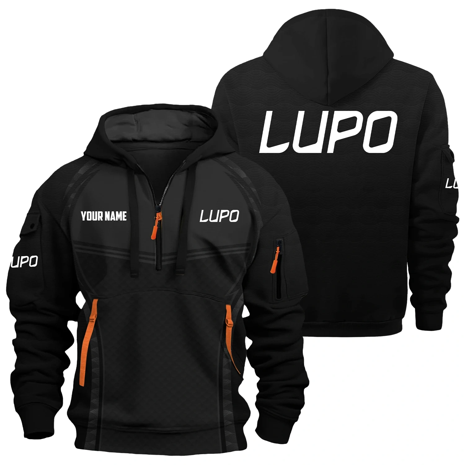 Lupo by Benelli Exclusive Logo Hoodie Half Zipper OUHU3DHHZ14LBZ