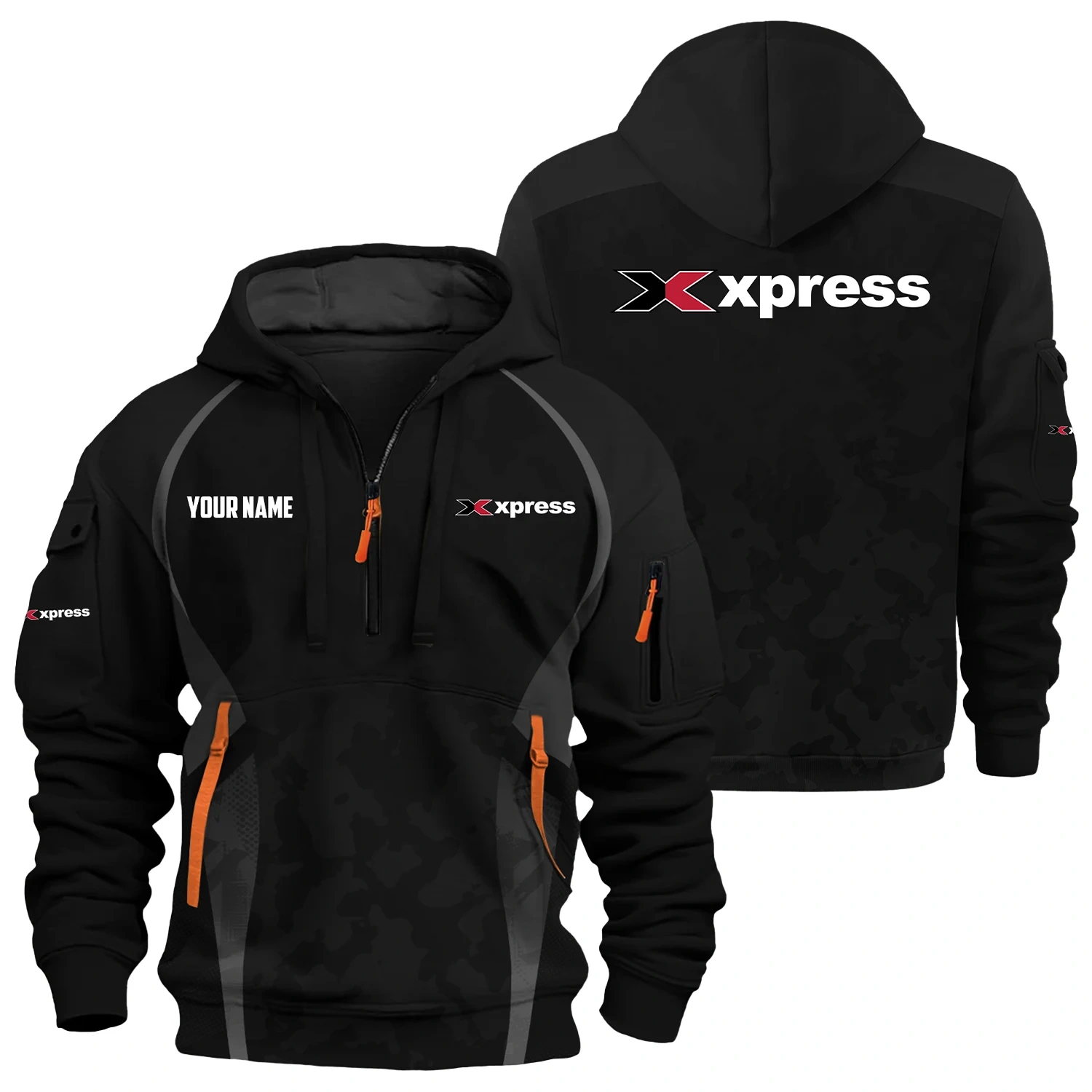 Xpress Exclusive Logo Hoodie Half Zipper TTFSHHZ3D081913XBZ