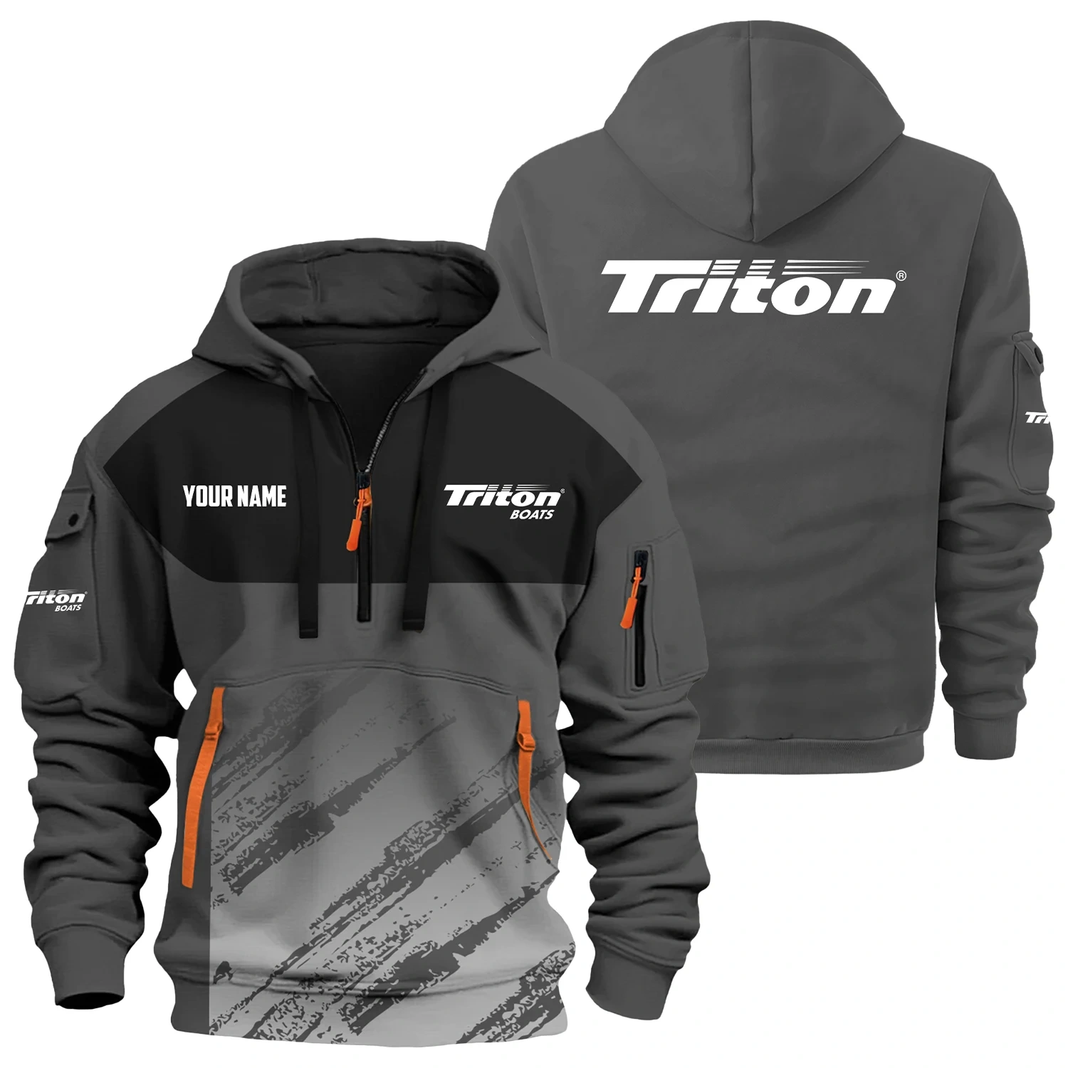 Triton Exclusive Logo Hoodie Half Zipper TTFSHHZ3D0819C04TBZ