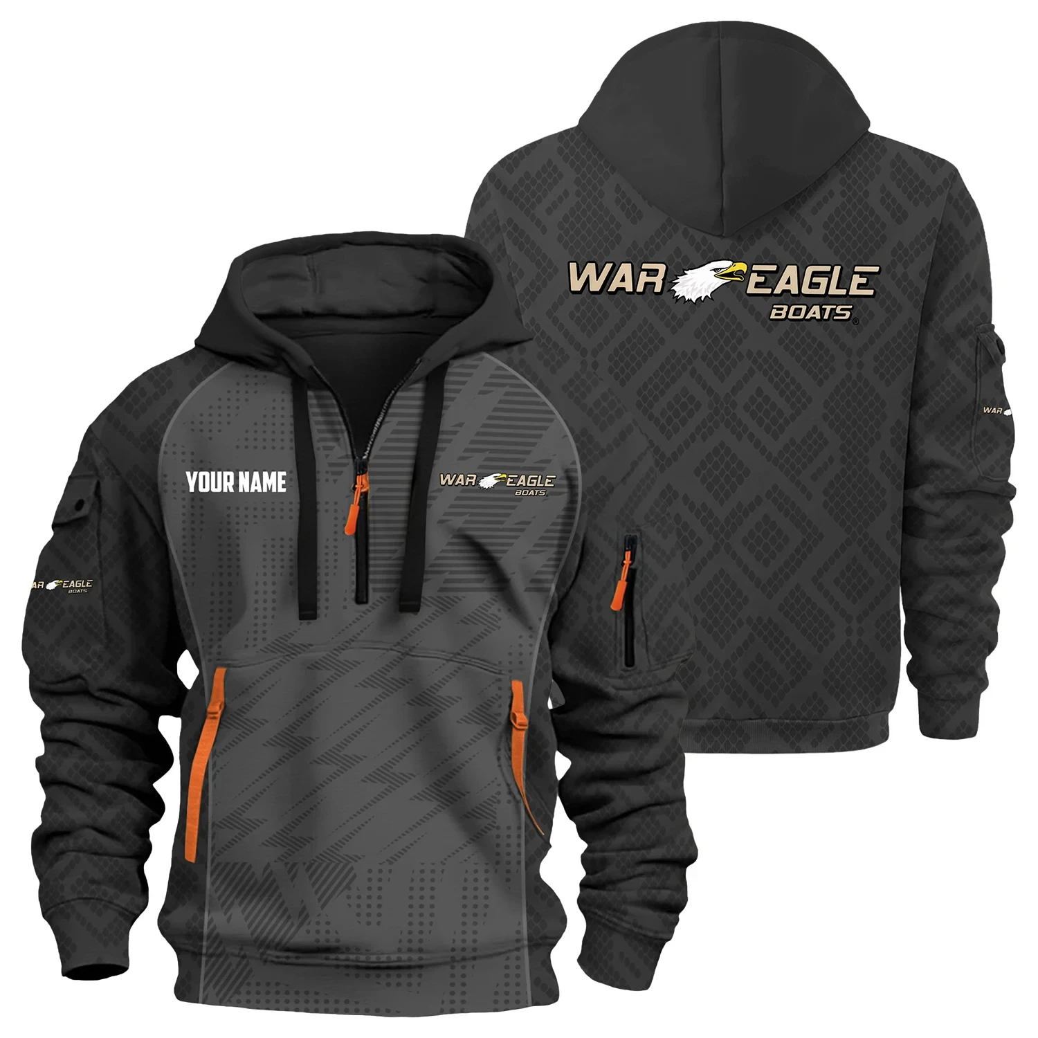War Eagle Exclusive Logo Hoodie Half Zipper TTFSHHZ3D0819C08WEZ