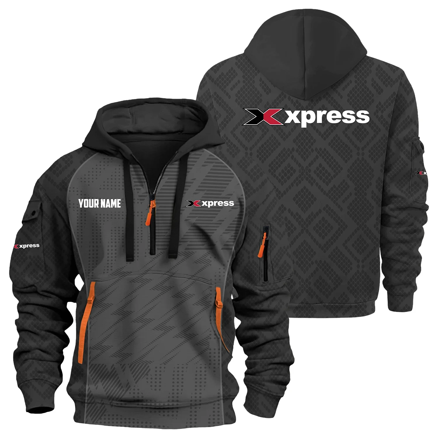 Xpress Exclusive Logo Hoodie Half Zipper TTFSHHZ3D0819C08XBZ